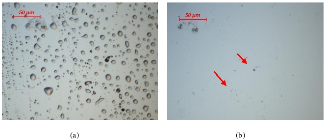 大氣常壓等離子清洗前后K9玻璃表面機油分布狀況